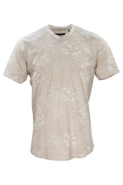 Lords of Harlech Tan Floral V-neck Short Sleeve T-Shirt/21980
